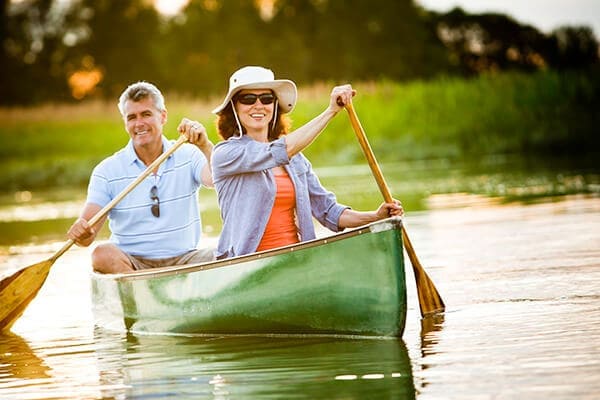 A couple kayaking